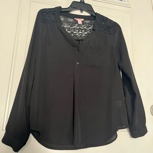 Candie's Black Lace Accent Blouse